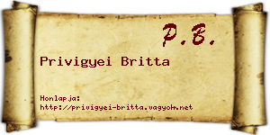 Privigyei Britta névjegykártya